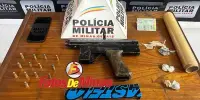 CRIMINALIDADE Polícia Militar prende homem de 37 anos com drogas e uma submetralhadora artesanal