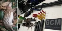 Guarda Civil Municipal prende dois homens por porte ilegal de arma e caça ilegal
